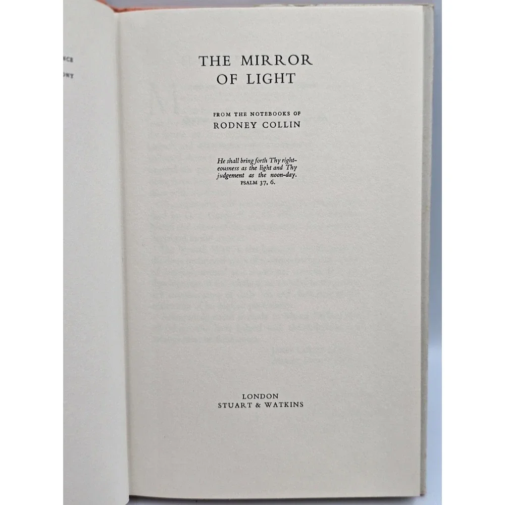 The Mirror of Light Rodney‎ Collin, Excellent Condition,  1968